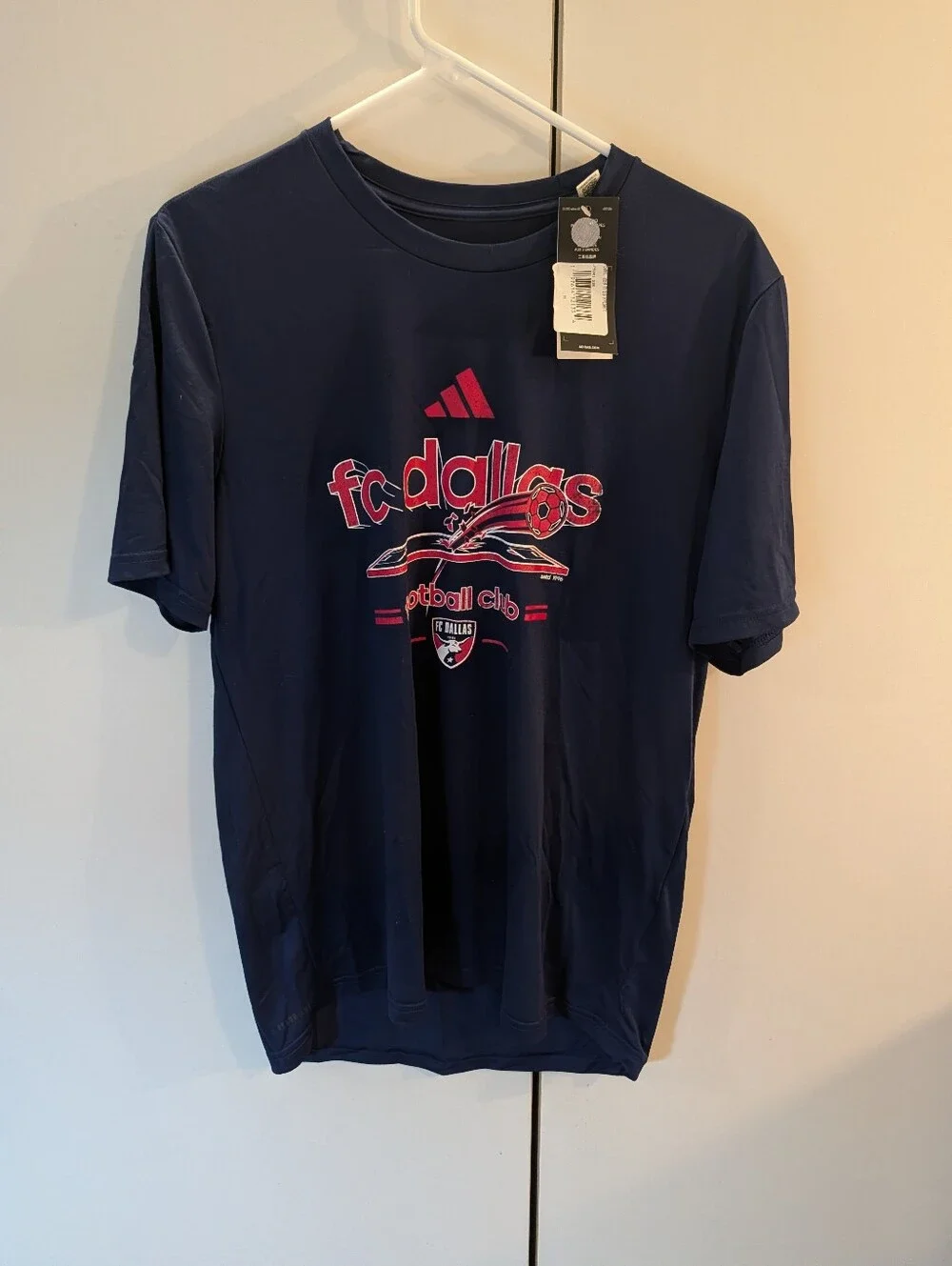 Adidas Mens Medium Navy FC Dallas Football Club Graphic Short Sleeve Tee NWT